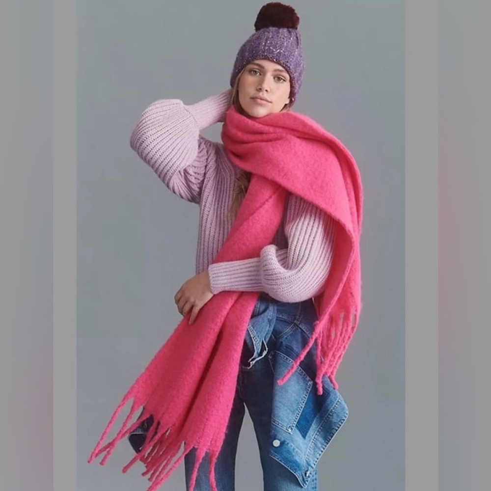 Anthropologie Bonnie Fringed Wrap Scarf